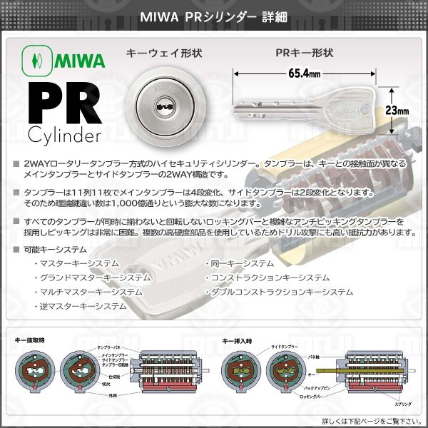 激安】 MIWA PRシリンダー PMK用 ディンプル