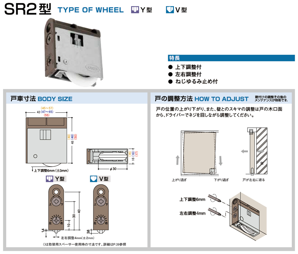 300個入 KAKEN(家研販売)  木製引戸用調整戸車(木口付用・Y型) WX5-Y4 ‐ - 4