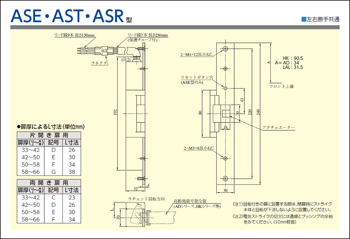 MIWA,美和ロック ASE,AST,ASR電気ストライク
